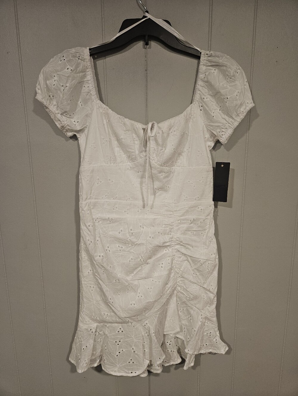 City Studio Juniors' Size 7 Cotton Eyelet Puff-Sleeve Flared Sheath Dress NWT